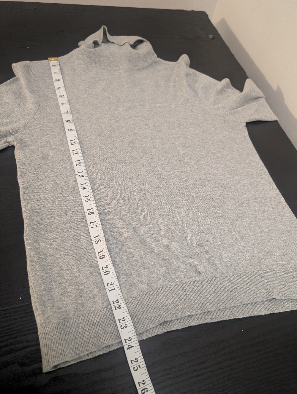 Indi & Cold Grey Cotton Cashmere Turtleneck Sweater Eyelet Detail Old Money L - Picture 5 of 8